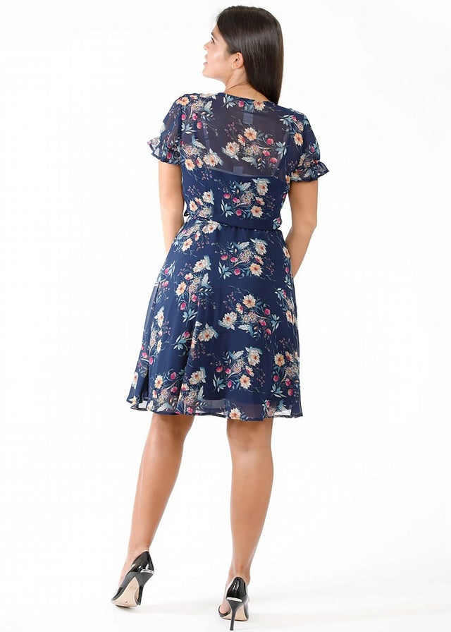 Mabel Dress in Navy Blossom